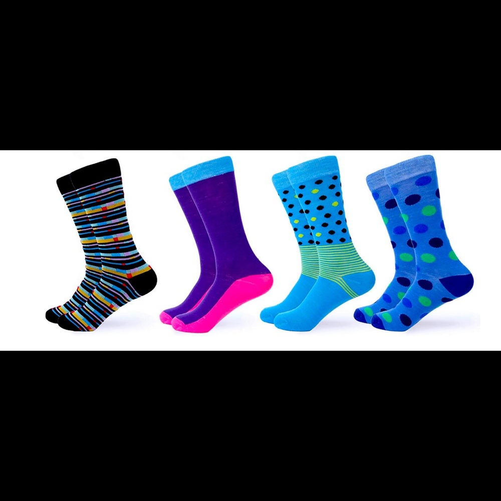 Men’s 4-pairs Awesome funny and colorful dress socks. 10-13 size